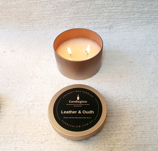 Copper Candle Tin - Leather & Oudh